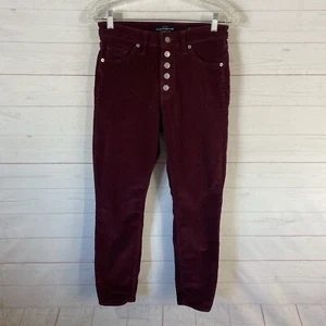 Lucky Brand Womens Bridgette Ankle Skinny Corduroy Pants Sz 4/27 Maroon Stretch - Picture 1 of 12