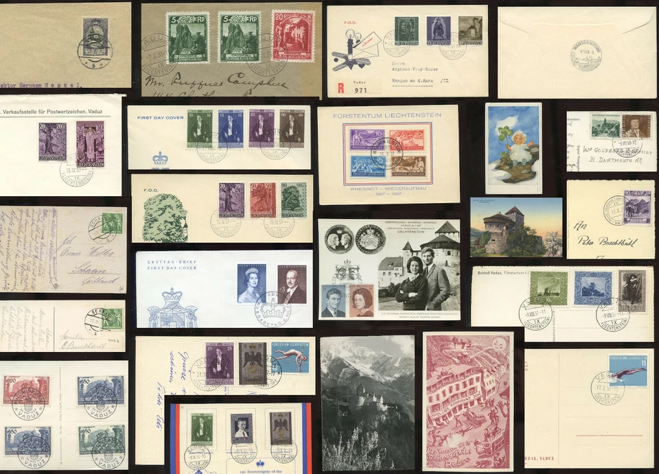 LIECHTENSTEIN 1925-53 PPCs FRANKINGS POSTMARKS FDCs ENVELOPES...PRICED SINGLY - Image 1 of 1