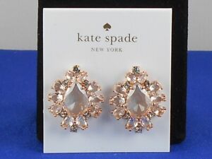 Kate Spade Rose Goldtone TAKE A SHINE Crystal Cluster Statement Stud Earrings