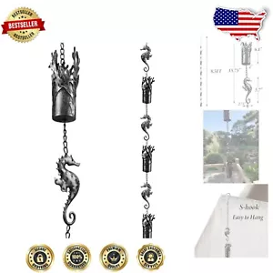 Ocean-Themed 8.5 FT Metal Rain Chain - Decorative & Functional Rain Chimes - Picture 1 of 9