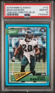PSA 10 Pop 1 BRIAN DAWKINS 2018 Panini Classics Timeless Tributes #172 Blue 9/10 - Picture 1 of 2