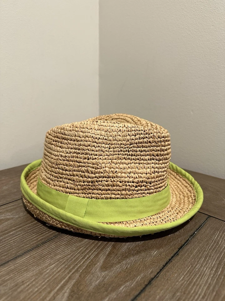 Sombrero Fedora de Paja Embalable Jonathan Adler Cinta de Acento Verde Neón Foto 1 de 4