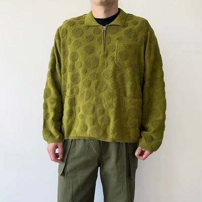 Brain Dead Dot Half Zip Pullover Jumper Moss Green Sweater Size XL - Image 1 of 4