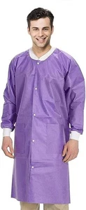 Disposable Lab Coats - Pack of 50 Purple Adult Lab Coats Medium - Picture 1 of 8