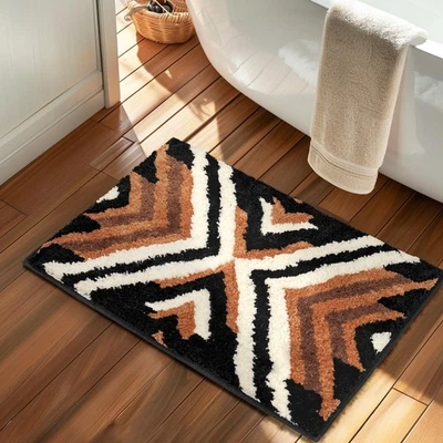 Black Boho Small Bathroom Rugs Non Slip Washable Western Aztec Bath Mats Rugs... - Imagem 1 de 4