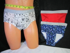 Hanes Boys Briefs, 3 pack, Assorted teen prints, Size Large, Gray band, ringer - Picture 1 of 8