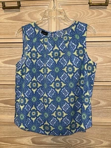 Talbots Blouse Women’s Size 10 Blue Multicolor Sleeveless Top Tank EUC - Picture 1 of 3