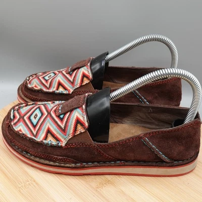 Zapatos Ariat para mujer 6.5B marrón gamuza estampado geométrico azteca sin cordones defecto mocasín Foto 1 de 4