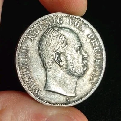 1867 A Prussia German States 1 Vereinsthaler William I 90% Silver Coin - Image 1 of 4