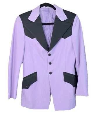 Chaqueta de Esmoquin WILD VINTAGE AFTER SIX RETRO ROCKABILLY GOTH ¡Negro Lila!!! Foto 1 de 4