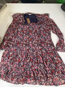 Brandneu mit Etikett Hush Kessie Blumen Rüschen Kleid pink rot lila Größe 14 neu mit Etikett UVP 95 £ - Bild 1 von 7