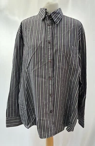 Men's Grey Striped Long Sleeve Cotton Shirt Size XL - Picture 1 of 11