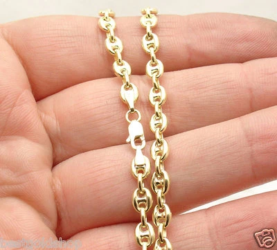 Brazalete tobillera de eslabones de anclaje Mariner inflado oro amarillo sólido real de 14K  Foto 1 de 4