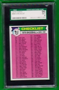 1979 Topps Last CHECKLIST  #  669 SGC 96 = PSA 9  606-726 - Picture 1 of 1