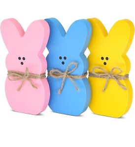 3pcs Wooden EASTER BUNNY Decoration