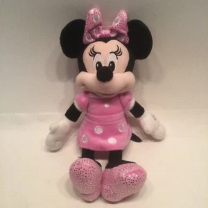 Disney Minnie Mouse Plush Pink Polka Dots 10” Plush Stuffed Animal Sparkly Shoes - Picture 1 of 5