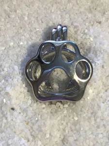 Versilberter Perlenkäfig und 925 Sterling 18" Halskette #1 Pfotenabdruck - Bild 1 von 1