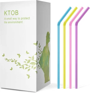 200 Count 100% Plant-Based Compostable Colorful Straws- Biodegradable Flexible D - Picture 1 of 7