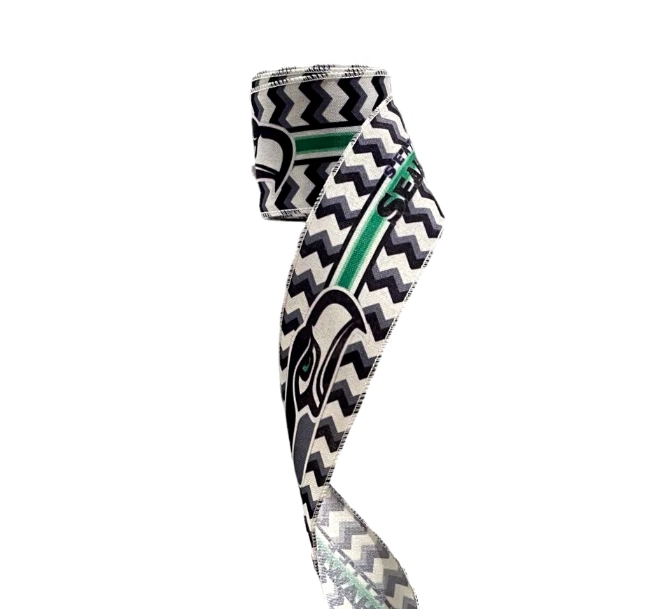 2.5" Wired Seahawks Football Sports Team  (10 Yard Roll) Ribbon - Image 1 of 1