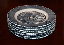 Currier and Ives Vintage Dinnerware Set 8 Dinner Plates The Old Grist Mill Scene