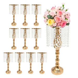 Florero de metal de escritorio con soporte para flores de cristal para boda decoración de fiestas para eventos - Imagen 1 de 16