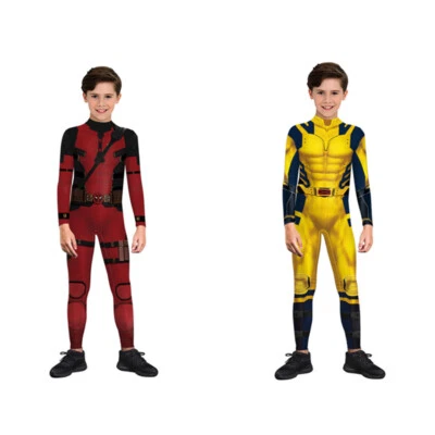 The Deadpool 3 Wolverine Juegos con disfraces Mono Disfraz Niños Niños Niña Body Medias Foto 1 de 4