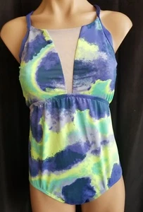 Traje de baño Nike Sport azul y verde 1 pieza espalda deportiva talla M - Imagen 1 de 5