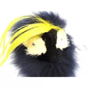 Authentic FENDI Bugs Eye Pompom Charm Fur Monster Bugs Keychain Navy Keyring - Picture 1 of 5