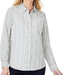FOXCROFT Stripe Non Iron L/S Shirt - Autumn Ivy - NWT Misses 6 - Picture 1 of 5
