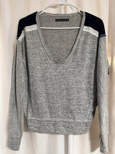 Abercrombie And Fitch Sweater Gray with Stripes Women  XSmall - Imagen 1 de 7