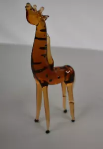 MURANO STYLE Miniature Giraffe Figurine Glass Art 5.25" Tall - Picture 1 of 2