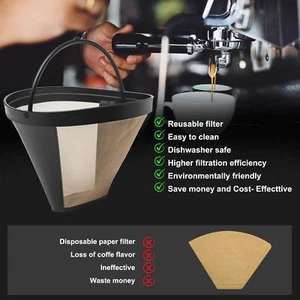 4 Cone Coffee Filter for Coffee Makers Coffee Accessories 1 Pack Permanent - Picture 1 of 12