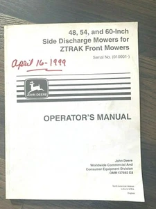 John Deere 48" 54" 60" ZTRAK Front Mower Operator's Manual OMM137692 - Bild 1 von 5