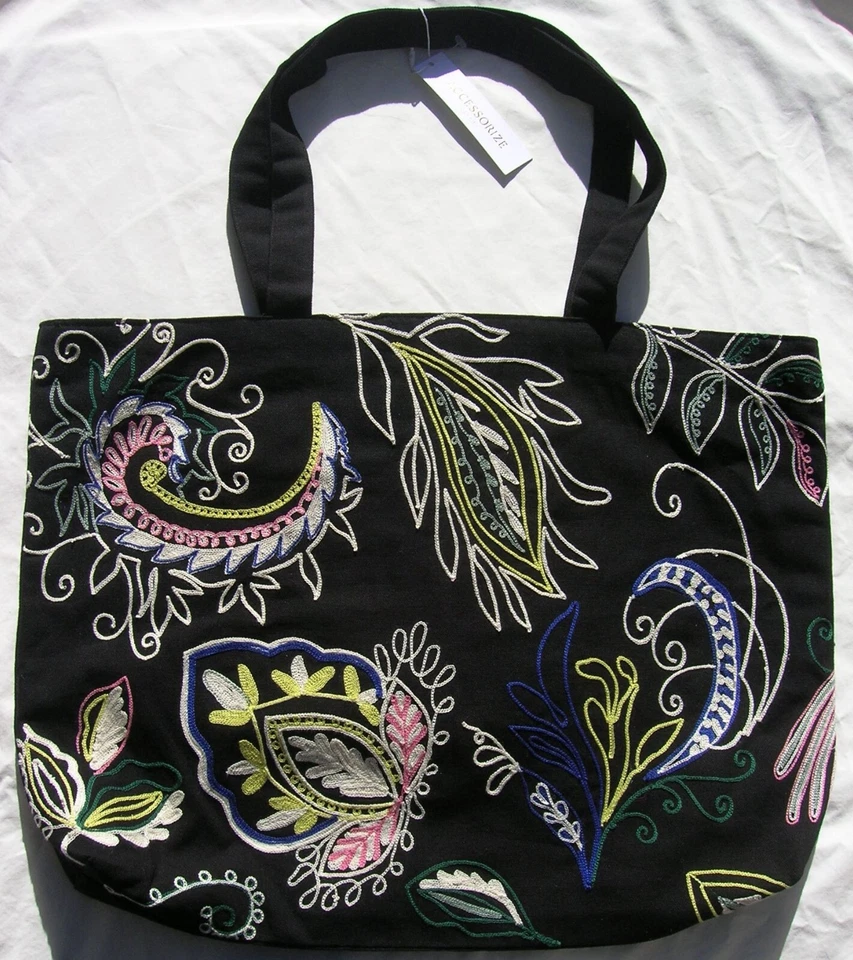 BOLSO SHOPPER PAISLEY CREWEL ACCESORIO NUEVO CON ETIQUETAS BOLSO GRANDE ANTHROPOLOGIE WOLF TEJÓN Foto 1 de 1