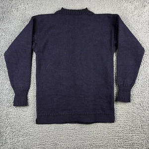 Guernsey Woollens Jumper Mens Small Blue Navy Thick Knit Wool Heavy Fisherman - Picture 1 of 7