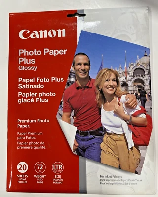 "Papel fotográfico Canon Plus brillante | 20 hojas LTR 8,5""x11""" Foto 1 de 3