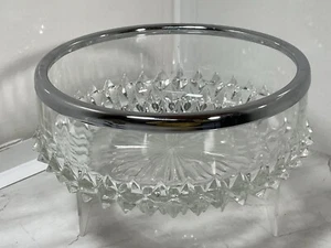 "Anillo superior de acero inoxidable con cuenco transparente angular de vidrio cortado de 8""" - Imagen 1 de 12
