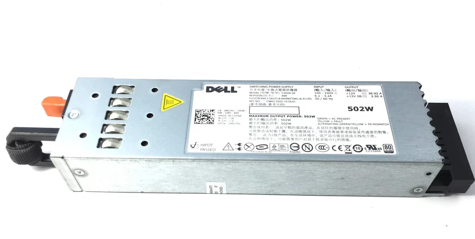 Dell C502A-S0 - 502W PSU Power Supply - For Dell PowerEdge R610 - 0MU791 - Image 1 of 1