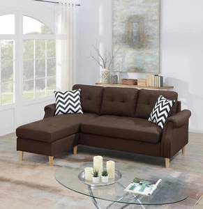 SECTIONAL SOFA in Black Faux Leather - Picture 1 of 5