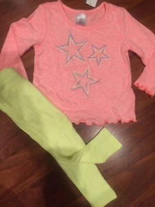 18 24 M Baby Gap Star Shirt neongelb weichgesponnen Leggings Outfit Mädchen neu mit Etikett - Bild 1 von 3