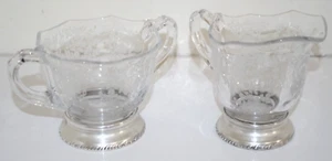 HS - Vintage Cambridge Chantilly Kristall Sterlingsilber Zucker & Milchkännchen Set - Bild 1 von 11