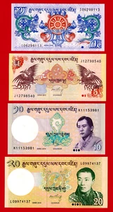 Bhutan (2006-2019) 4 UNC Notes - 1 (P-27), 5 (P-00), 10 (P-00), & 20 (p-00) - Picture 1 of 2