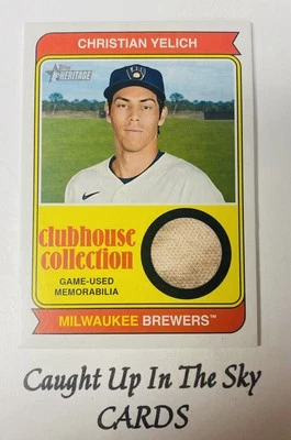 2023 Topps Heritage Christian Yelich “CC” Dirty Game Used Jersey Brewers - Image 1 of 2