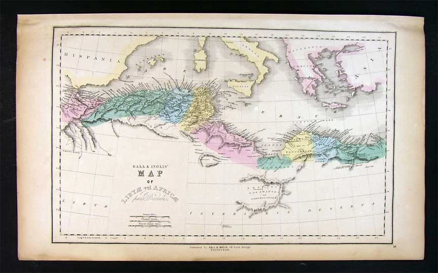 Mapa de Gall & Inglis de 1859 - Antiguo norte de África Libia Mauritania Cirene era romana Foto 1 de 1