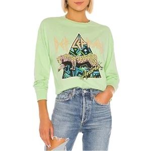 Daydreamer Def Leppard Crop Tee in Lime Green size Medium - Picture 1 of 8