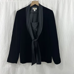Talbots Vintage Velvet Tuxedo Satin Trim Evening Jacket Womens Size 8 Formal - Picture 1 of 13