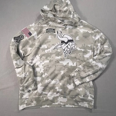 Nike NFL Vikings Salute To Service Hoodie Men’s Large Camo Military Tribute Logo - Image 1 of 4