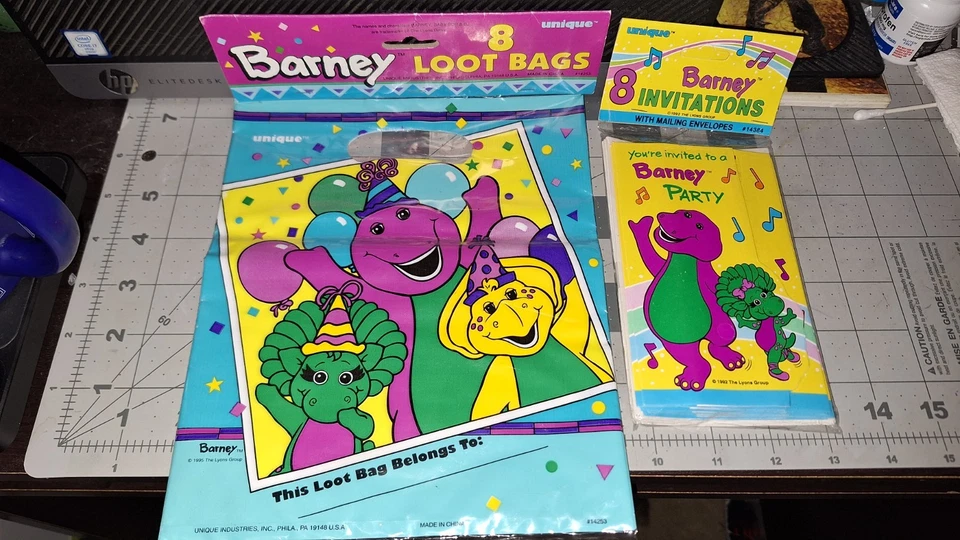Vintage Barney and Baby Bop Party Invitations Unique 1992 8 14384 Lyons Group