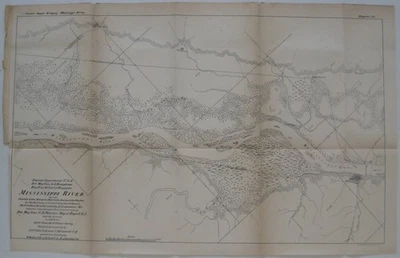 1878 Survey Map MISSISSIPPI RIVER Pike County Illinois Missouri Railroad Bridge - Image 1 of 4