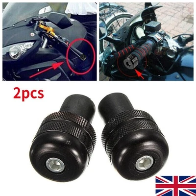 2PCS 7/8" 22MM MOTORCYCLE BAR END PLUGS WEIGHT BIKE ALUMINUM HANDLEBAR GRIPS UK - Image 1 of 4